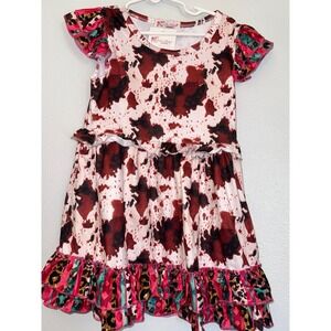 Clover Cottage Boho Cow Print Dress Size 5/6 NWT